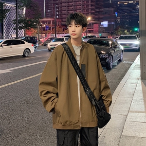 JK751 P68港风二开宽松棒球服夹克百搭落肩简约上衣外套图片