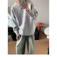 秋冬美式亨利领毛衣男毛衣美式复古休闲慵懒风针织衫男纯色毛衣，男装针织衫/毛衣，四季星座505
