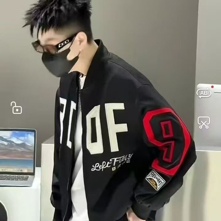 棒球服外套男潮牌刺绣高级立领痞帅外套宽松百搭情侣款,女装短外套,星座1210-1