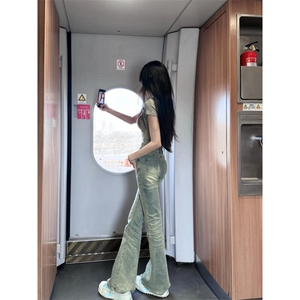 NK419HH-P50 美式复古微喇牛仔裤男女夏季cleanfit裤子图片