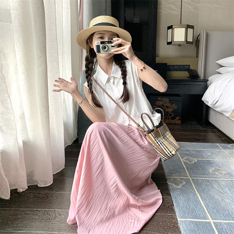 【已出大货】【数据好】花瓣衬衫两件套连衣裙中长款2024夏季新款,女装连衣裙,C位