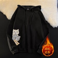 WY2164-P35加绒款-P40纯棉连帽卫衣男大码运动帽衫宽松薄外套男，男装卫衣，电商A040