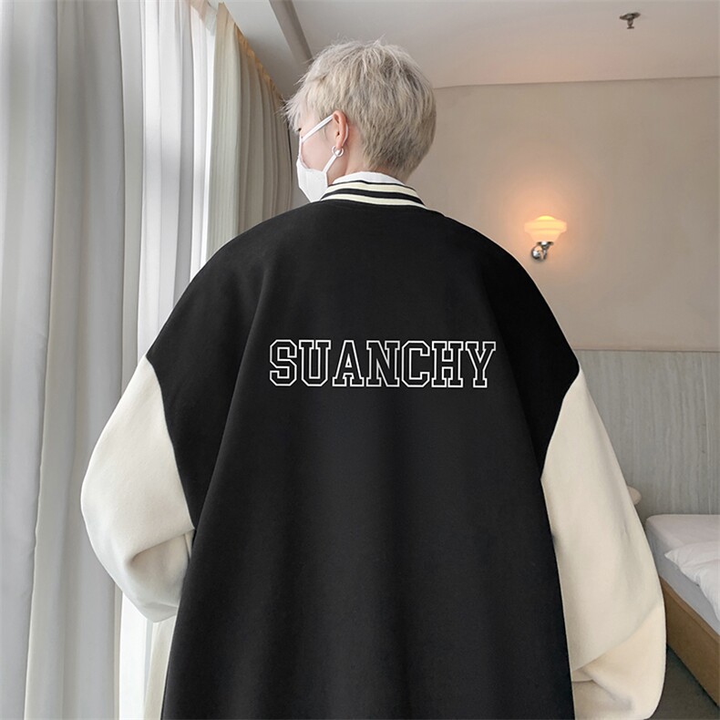 摇粒绒棒球服男大码开衫卫衣男夹克BF86229-P65,男装夹克,电商A040