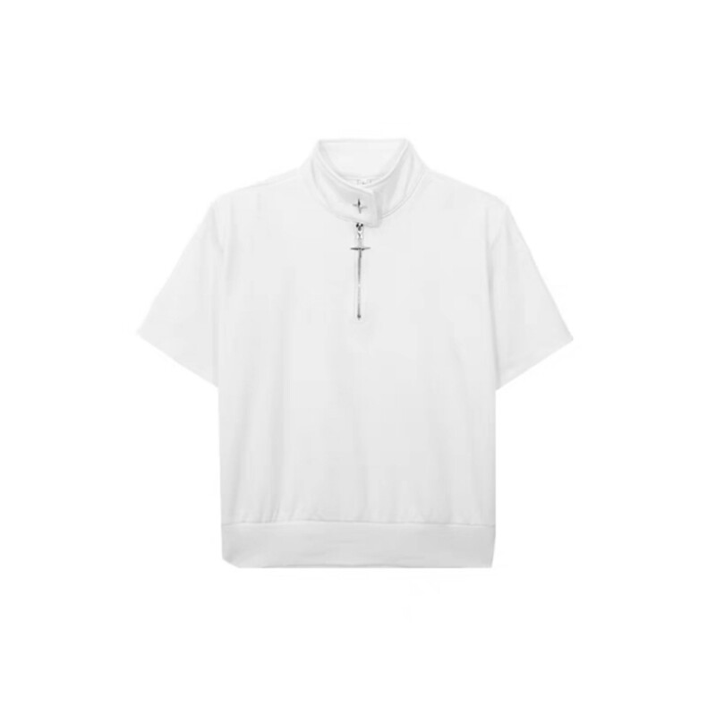 网络图现货！小众设计高级感品质垫肩金属拉链立领短袖JT143-P40,男装T恤,星座715-7