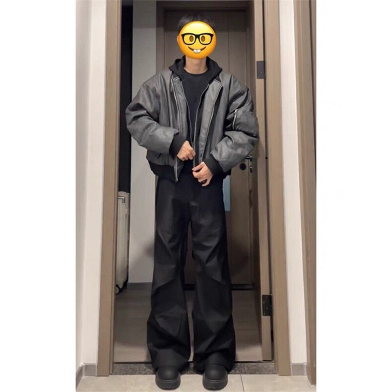 春季新款港风美式潮流原版做旧假两件连帽皮衣夹克insJK1425-P85,男装夹克,星座313A(原308A-2)
