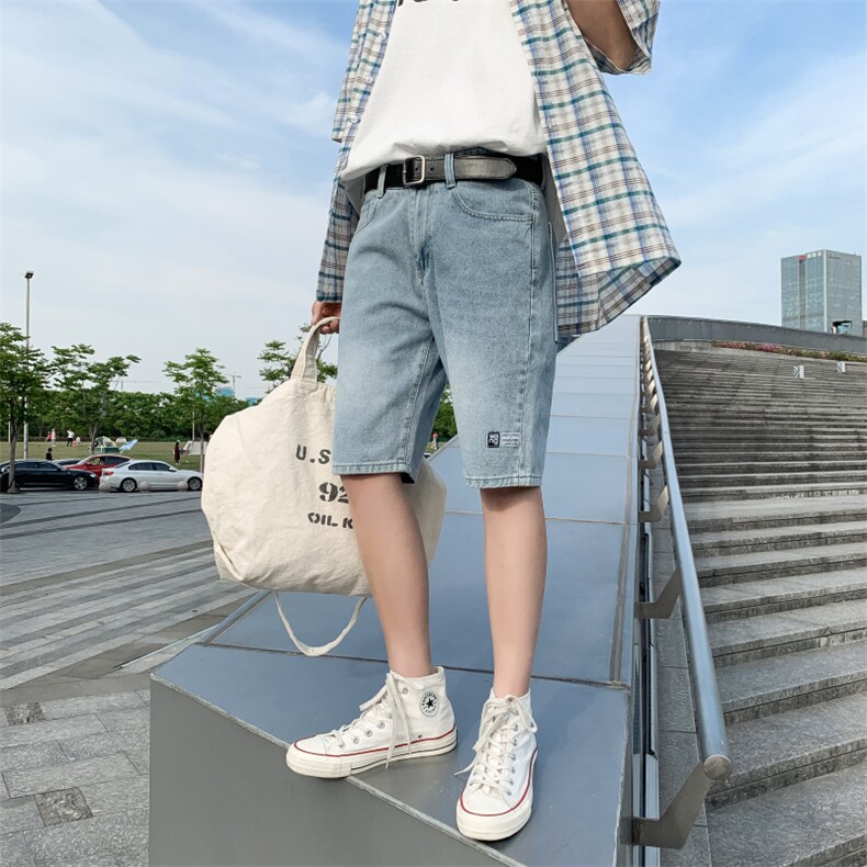 牛仔裤男士夏季薄款韩版潮流休闲短裤直筒宽松帅气五分裤D,男装牛仔裤,电商A318