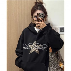 5572-P50原版贴布绣后包领纯棉华棉复合休闲卫衣薄款/加绒图片