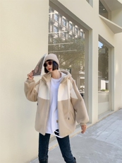 撞色貂毛外套，其它，韩外