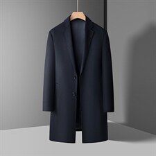 XL-N88090秋冬新款男士风衣翻领商务领导服男装纯色全山羊绒外套，男装风衣，电商B360