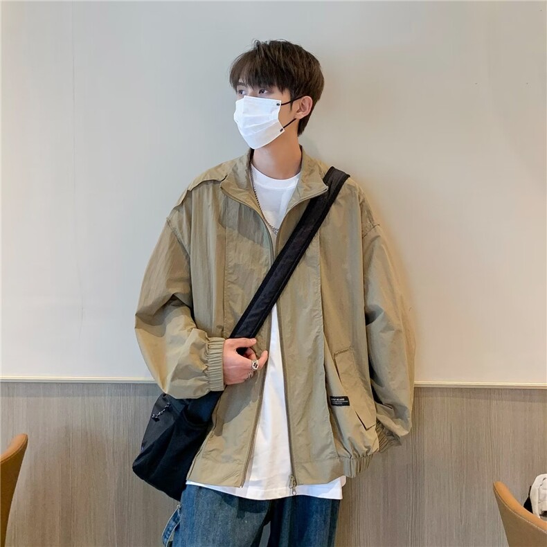 夏季薄款男防晒服透气宽松港风工装外套韩版潮休闲上衣W4852-P40图片