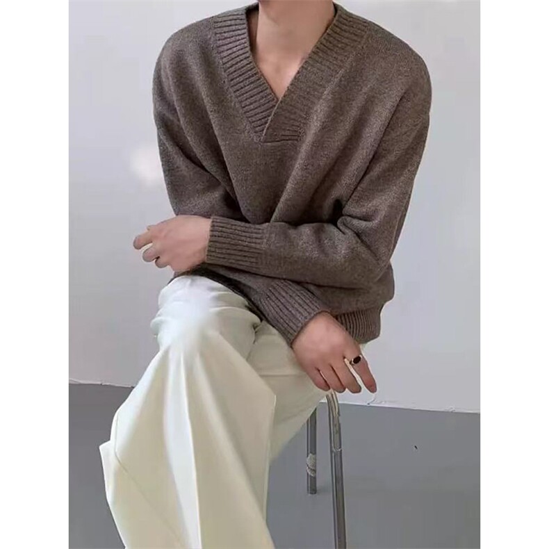 网图有货V领毛衣男女秋冬慵懒风鸡心领套头打底针织衫A1231-P63,男装T恤,星座1505