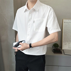2025新款夏季男士短袖衬2025新款纯棉休闲衬衣A313-W8017-P65，男装T恤，电商A313