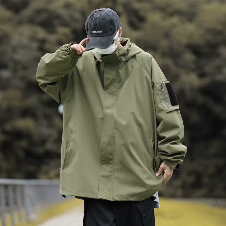 日系连帽工装冲锋衣男春季潮牌百搭魔术贴宽松休闲夹克XM110-P55,男装夹克,星座1109-3