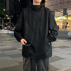 港风上衣多拉链夹克宽松落肩拼色冲锋衣外套JK834P75，男装夹克，星座1204-3