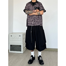 港风七分裤多口袋休闲裤短裤工装裤A014-DY25265-P50控68，男装牛仔裤，电商A014