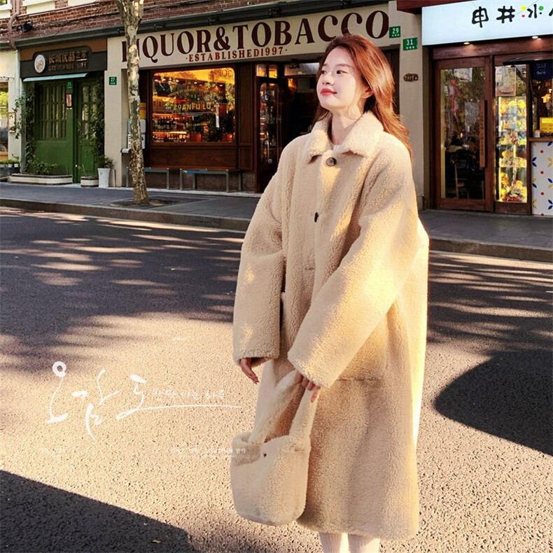 【大货已出】杏黄翻领皮毛一体外套配包包2C137-8163-P215-K318，女装皮草，2C137