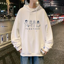 WY2191-P35 加绒款-P40 纯棉连帽卫衣男大码运动帽衫宽松薄外套男图片