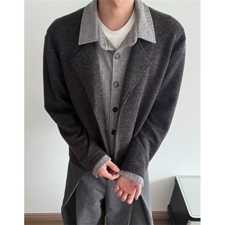 冬季复古加厚假两件polo领针织衫宽松保暖休闲男女毛衣J9105,男装针织衫/毛衣,星座1116A（原606A-3）