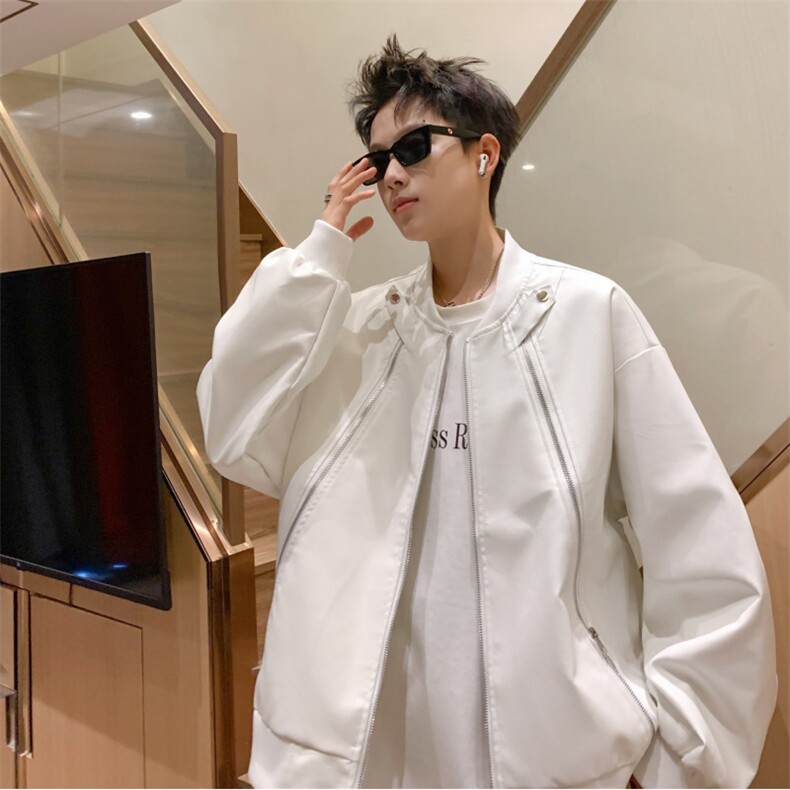 皮外套男款美式cleanfit棒球服皮衣春秋季宽松潮牌夹克JK8898,男装夹克,星座1116A-1（原606A）