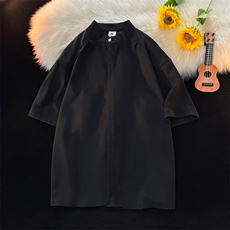 8XL-M中山领新中式短袖衬衫大码痞帅休闲半袖垂感衬衣DC5002/P50，男装T恤，电商B238