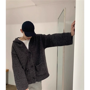 网图M2809-特P60针织开衫毛衣男冬季潮牌美式高级感连帽休闲外套图片