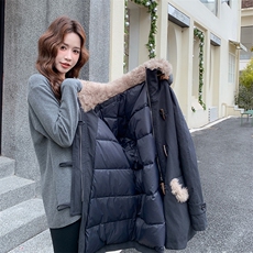 6935数据款现货大货已出90绒羊羔毛拼接羽绒P295-K448，女装羽绒服，2D034