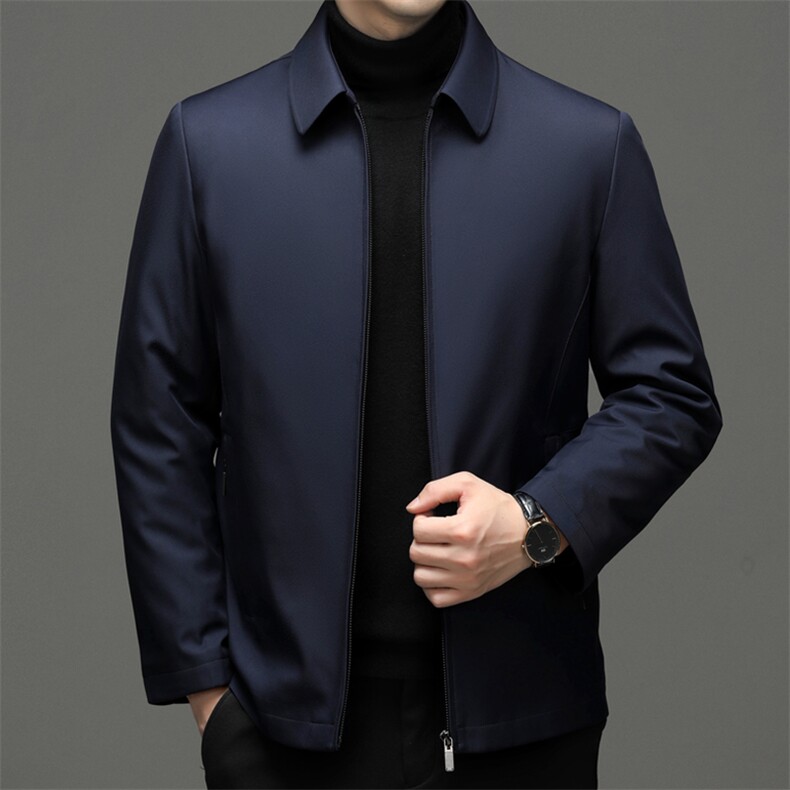 男装看可脱卸内胆羽绒服冬季新款中年男士翻领加厚保暖白鸭绒外套,男装羽绒服,电商B212（原钱塘6029）
