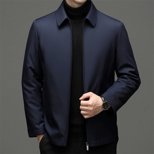 男装看可脱卸内胆羽绒服冬季新款中年男士翻领加厚保暖白鸭绒外套图片