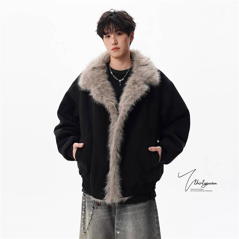 2025冬季座山雕加厚棉服男女宽松解构磨毛毛领外套MF391-P99,男装棉衣,星座412-3
