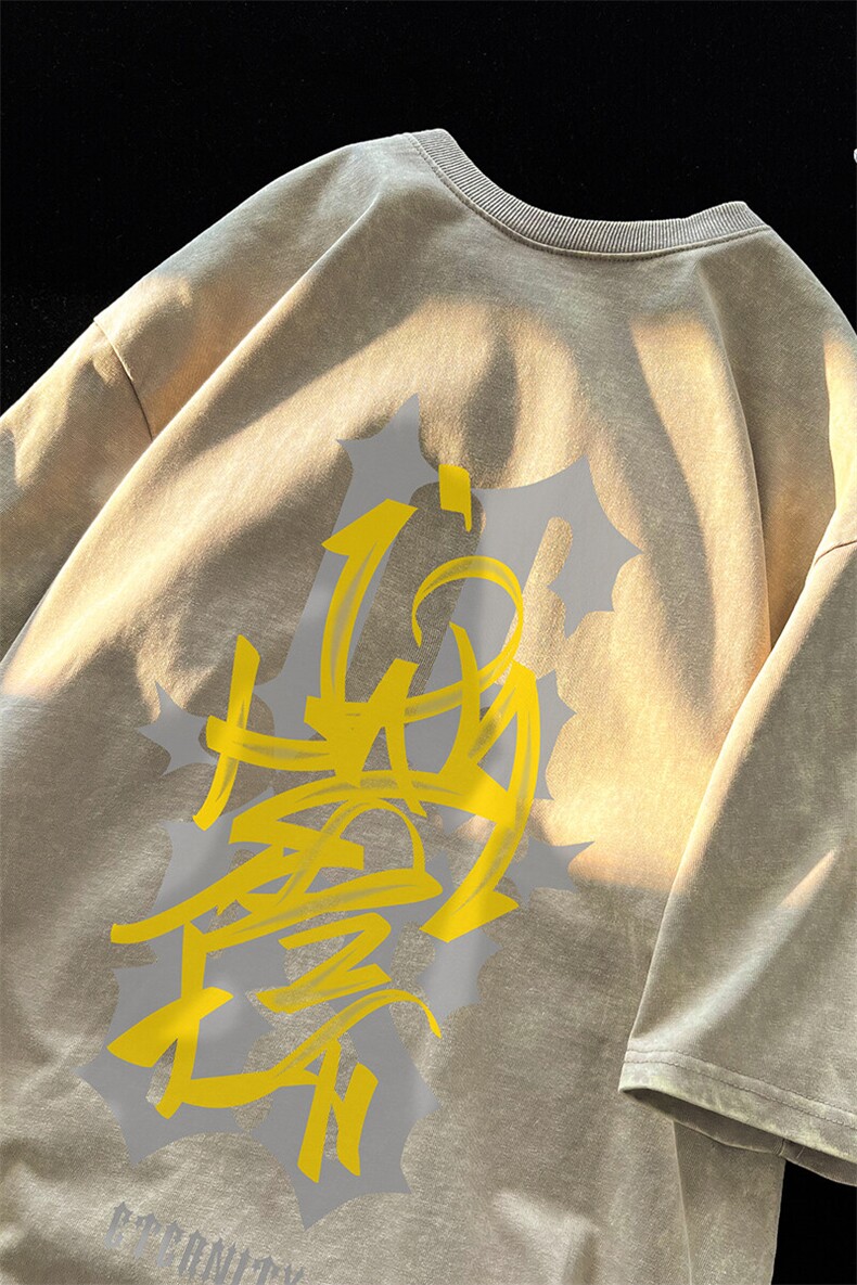 2025年夏做旧复古水洗T恤美式重磅力推XZ517A-BK1238-P38,男装T恤,星座517A