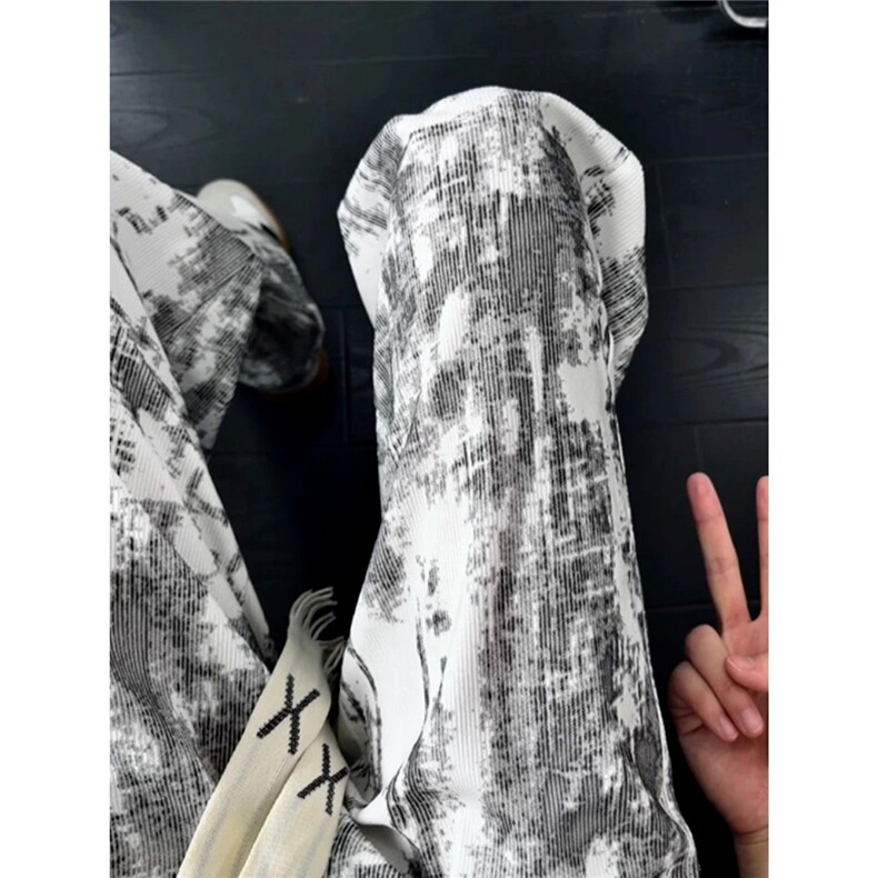 迷彩扎染五分裤短裤子男加肥加大码潮流胖宽松街头运动夏季款休闲,男装牛仔裤,四季星座505