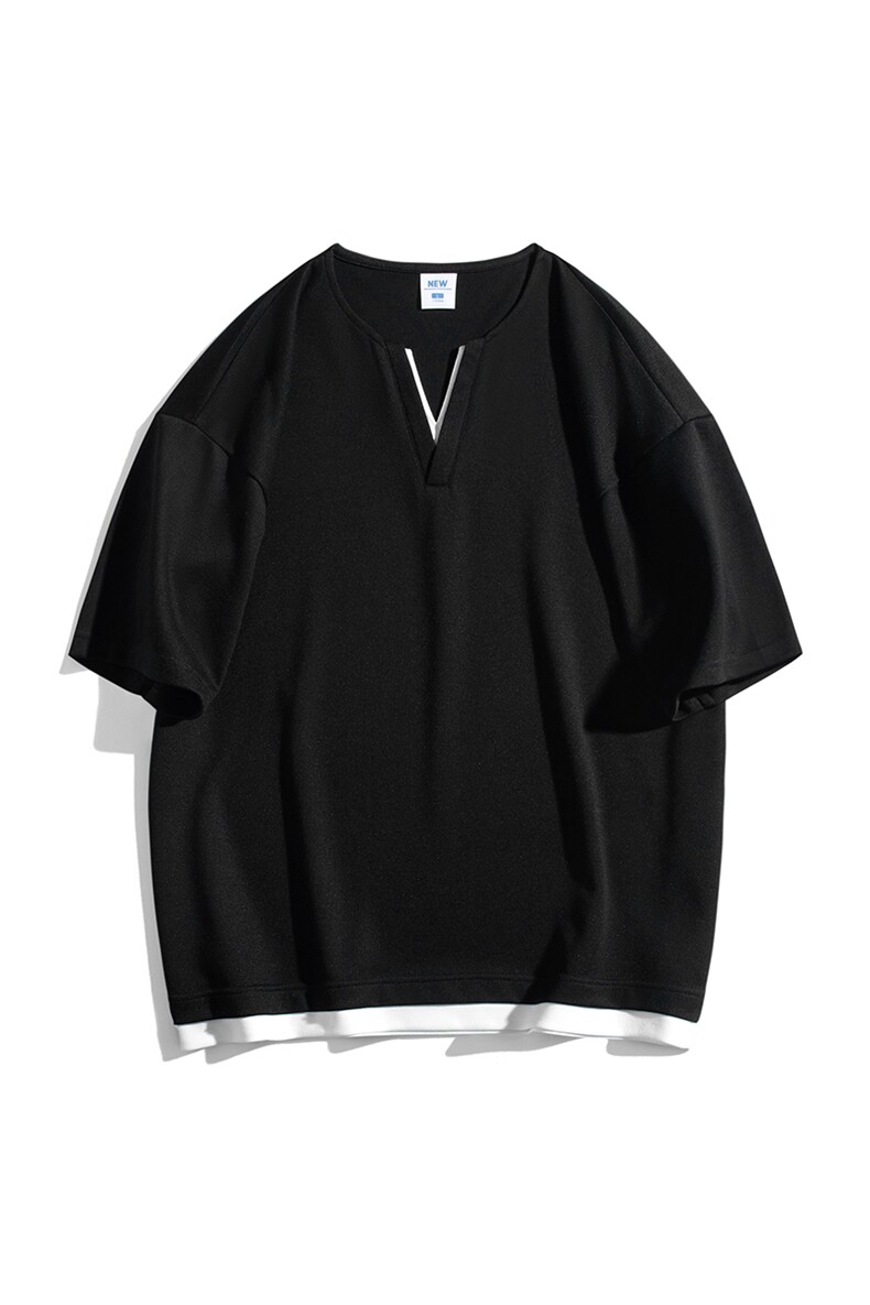 短袖男日系白底体恤夏季休闲百搭纯色V领T恤男上衣TC3134-P30控50,男装T恤,星座717