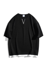 短袖男日系白底体恤夏季休闲百搭纯色V领T恤男上衣TC3134-P30控50，男装T恤，星座717