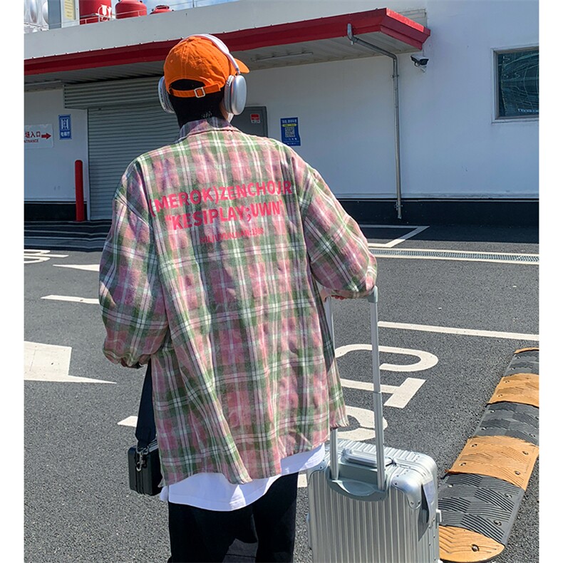 秋季新款QT2605-TP50控价88韩系高级感印花扎染休闲宽松衬衣男,男装衬衫,电商A102