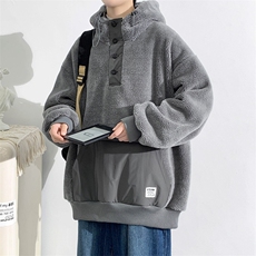2023秋冬羊羔绒上衣潮加绒加厚连帽卫衣外套男女981-P90控价128，男装卫衣，电商A441-1