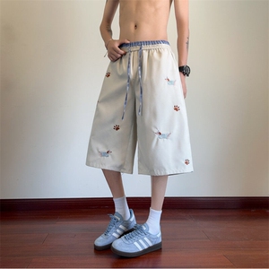 抖音品质夏季新款设计感腊肠狗刺绣七分裤B315-K25775-特p30控58图片