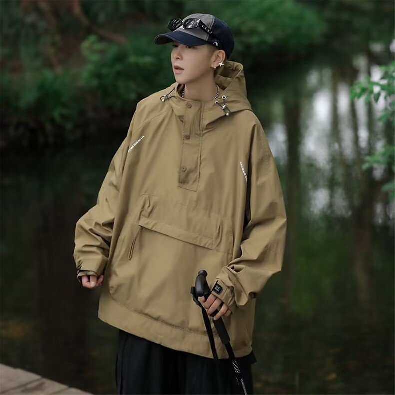 春秋季日系户外登山冲锋衣外套男潮牌机能工装连帽夹克W7871-P55,男装夹克,星座512-4
