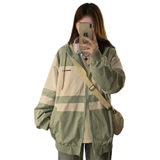 薄荷绿冲锋衣外套女温柔学院风上衣秋季撞色棒球服夹克衫C369-85，男装夹克，星座911-2(原星座613-2）