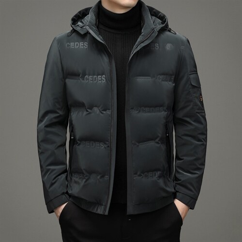 2023新款连帽可脱卸羽绒服短款商务休闲厚外套男SNNYR99673-P225，男装羽绒服，电商B212（原钱塘6029）