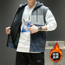 背心男士毛衣马甲加绒加厚保暖针织衫坎肩无袖毛线衣DF145T，男装针织衫/毛衣，电商A102