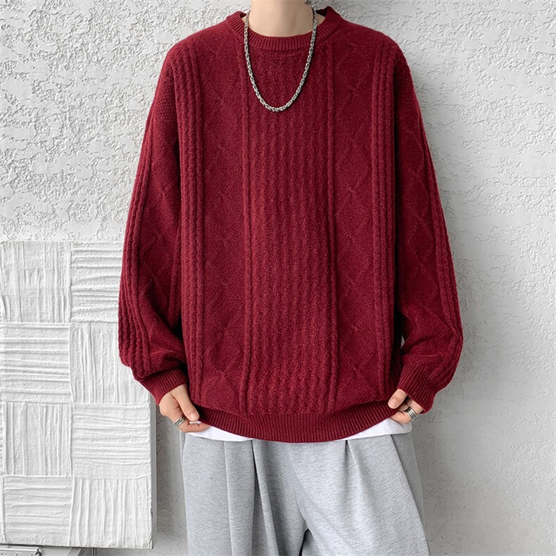 8XL-M圆领毛衣男秋冬季宽松慵懒套头麻花针织衫毛线衣MY19005P68,男装针织衫/毛衣,电商B312