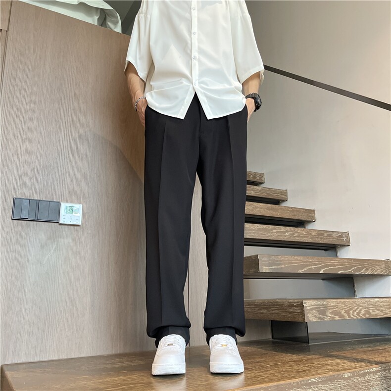 2025春季新款垂感休闲裤男宽松直筒小西裤九分裤纯色百搭K225-48,男装休闲裤,电商B278