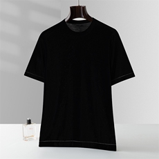 男康赛妮纯色圆领短袖2025年夏季套头上衣，男装T恤，晨晟羊绒