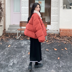 温柔风毛领红色羽绒服女冬季2025新款超好看流行短款甜美风爆款图片
