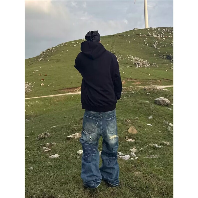 痞帅大破洞补丁牛仔裤男潮牌高街乞丐裤1001-1-B226-P62,男装牛仔裤,星座1001-1