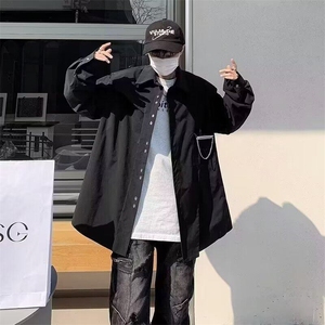 DS35-P42衬衫男生长袖宽松韩版春秋季高级感休闲情侣衬衣ins潮流图片