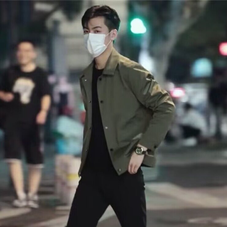 2025秋季新款男士夹克潮流韩版修身帅气时尚百搭休闲纯色翻领上衣,男装夹克,星座506A