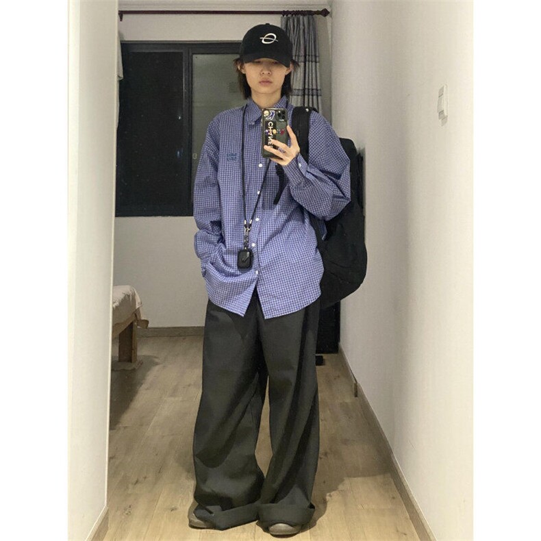 网络图现货蓝色格子衬衫长袖RC70-P50,男装衬衫,星座1005-4