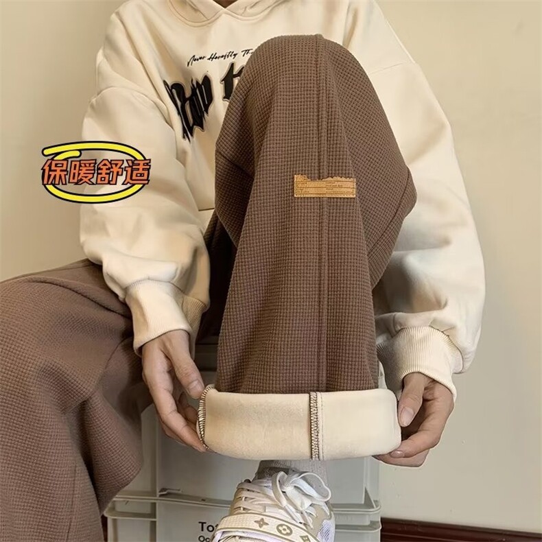 灯芯绒裤子男女秋冬季运动卫裤潮流新款加绒美式宽松直筒休闲长裤，男装休闲裤，星座1210-1