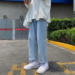 浅色牛仔裤男薄款美式潮牌直筒宽松阔腿痞帅裤子A409-1图片